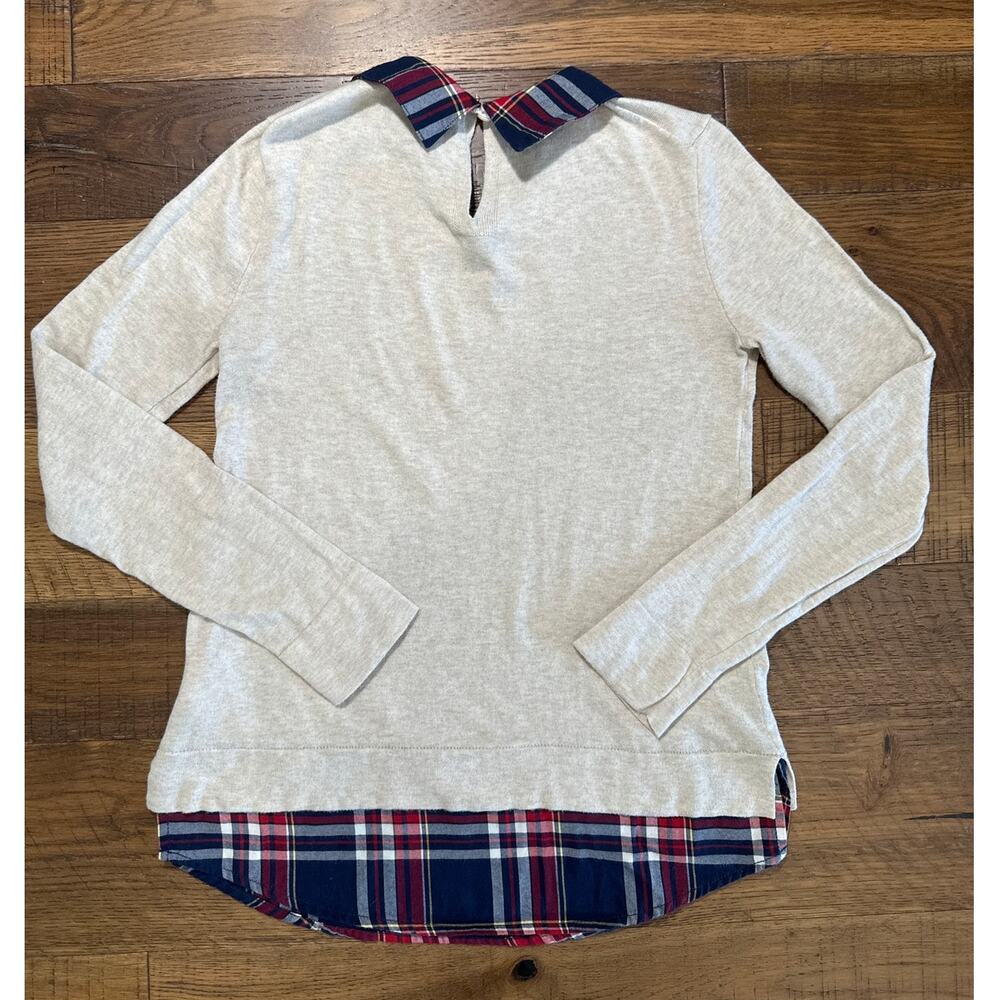 J Crew shirt with plaid undershirt 100% cotton - Picture 2 of 5